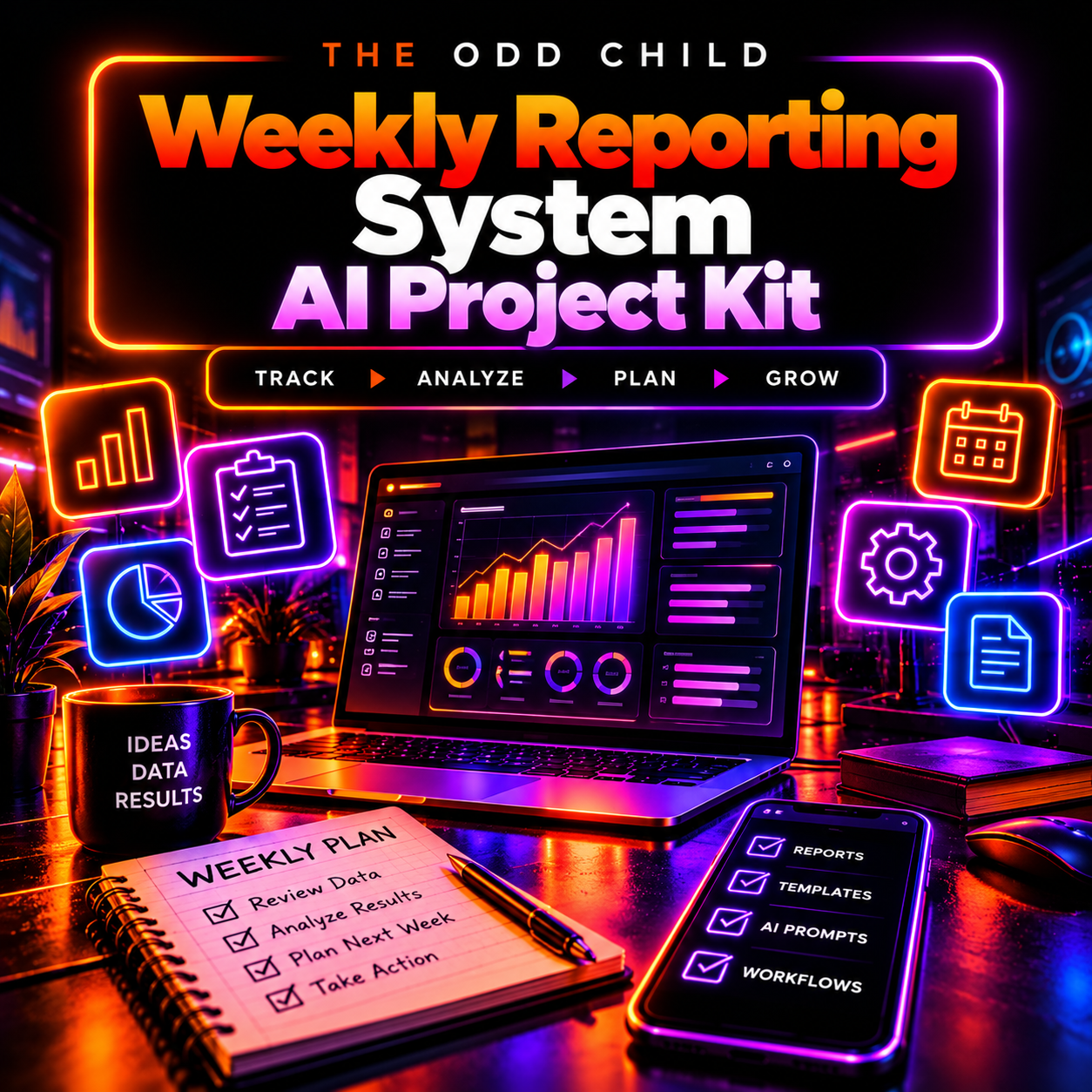 AI Weekly Reporting System with 20 AI prompts and KPI report templates
