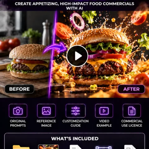 Cinematic food commercial showing sparkling citrus slices, a refreshing drink, liquid splashes, and dramatic golden studio lighting