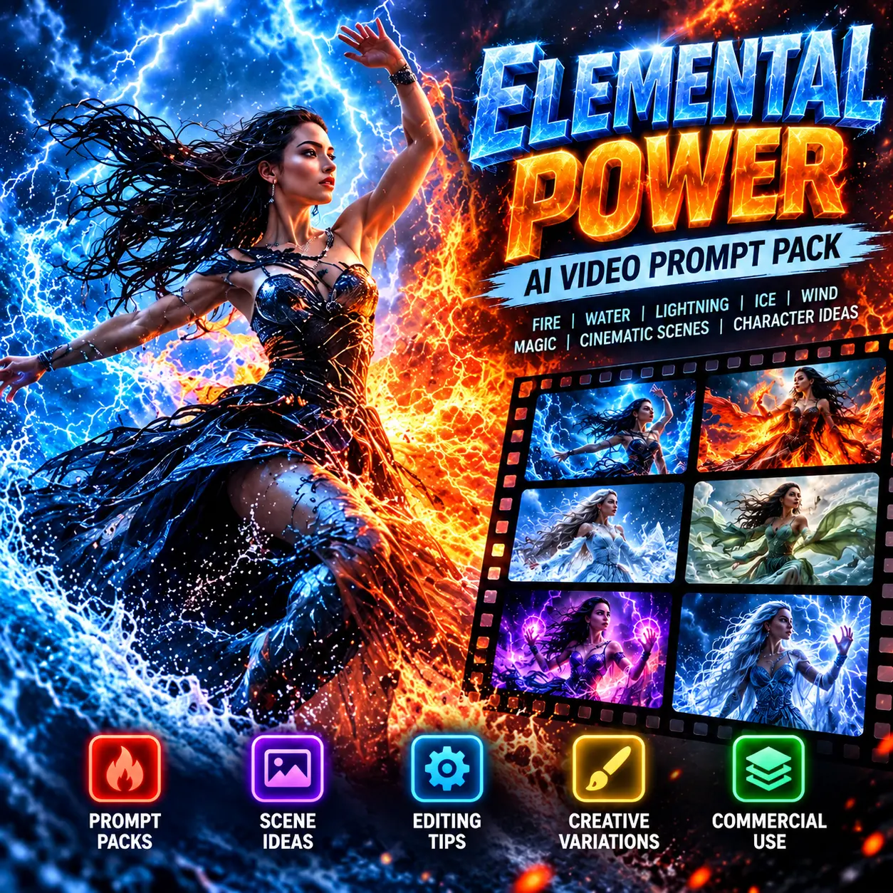 Storm Dance & Elemental Transformations AI video prompt system